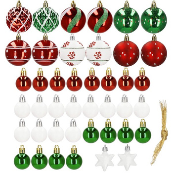Bombki choinkowe 42 szt. ozdoby świąteczne zestaw białe, czerwone, zielone