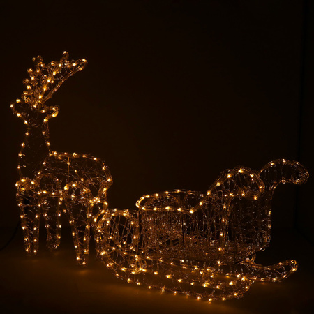 Renifer Led 150 cm świąteczny z saniami świetlna dekoracja do ogrodu biały ciepły