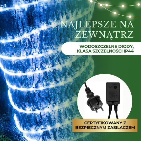 Wąż świetlny 480 Led niebieski 20m z programatorem IP44