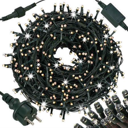 Kurtyna świetlna 300 led girlanda, lampki zewnętrzne sople ciepły biały + flash