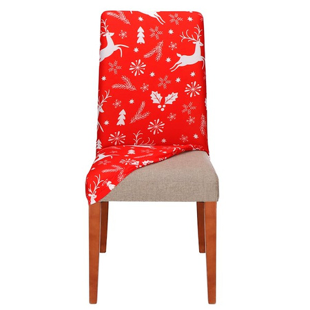Pokrowiec na krzesło świąteczny, elastyczny, uniwersalny czerwony