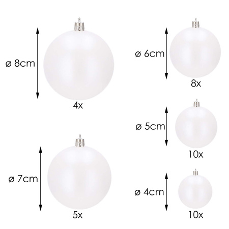 Bombki choinkowe 37 szt. ozdoby świąteczne perłowy biały