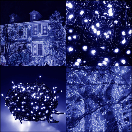 Lampki choinkowe 500 led niebieski + flash 25m oświetlenie świąteczne IP44