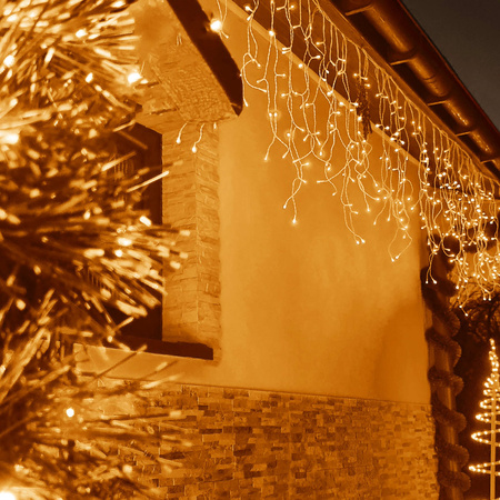 Kurtyna świetlna 500 led girlanda, lampki wewnętrzno-zewnętrzne sople ciepły biały