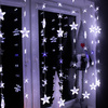 Kurtyna świetlna 180 led girlanda gwiazdki, lampki wewnętrzno-zewnętrzne sople zimny biały + niebieski flash