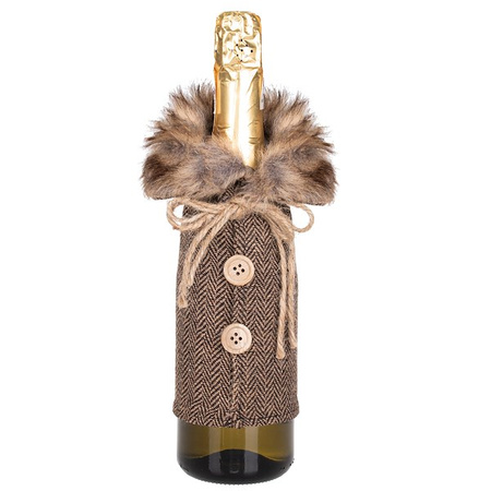 Pokrowiec na butelkę, świąteczny ubranko, sweterek z guzikami na wino