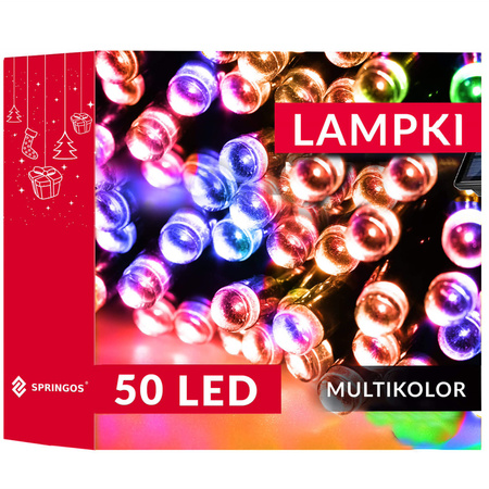 Lampki choinkowe 50 Led na baterie multikolor IP 44 z programatorem