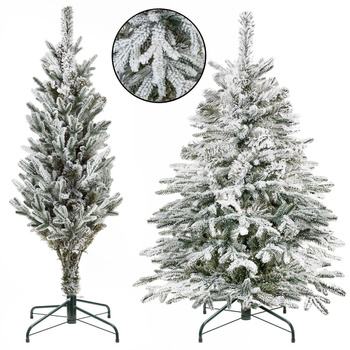 Choinka sztuczna świerk kaukaski ośnieżony 120 cm jak żywy, nowoczesny, ze stojakiem