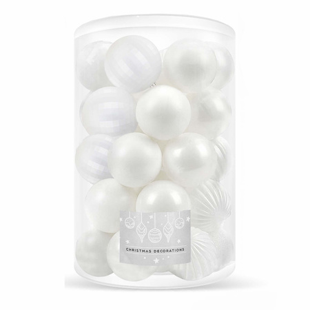 Bombki choinkowe 30 szt. biały 8cm zestaw choinkowy