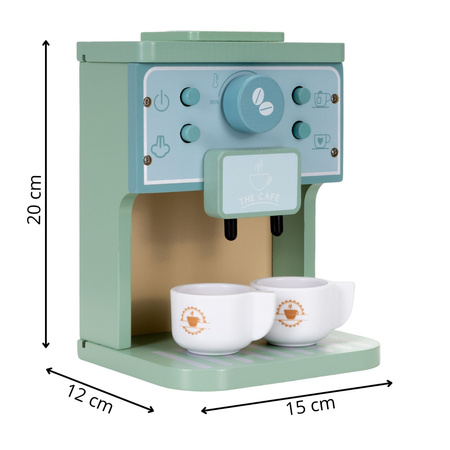 Ekspres do kawy z filiżankami, mała kawiarenka, zestaw dla baristy, drewniany 8 el. multikolor