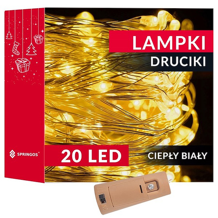 Lampki choinkowe 20 LED druciki mikro na baterie korek do butelki
