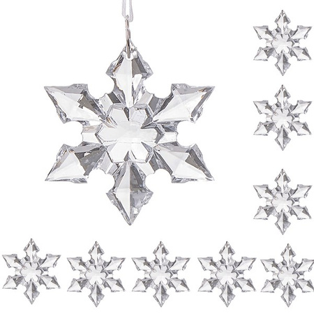 Kryształki 9 szt. przezroczyste bombki choinkowe śnieżynki