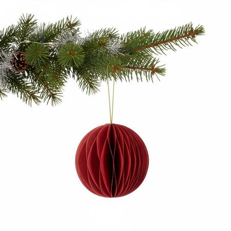 Bombki z papieru 6 szt. ozdoby choinkowe zawieszki świąteczne 8 cm rozkładane, czerwone