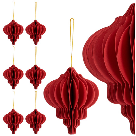 Bombki z papieru 6 szt. ozdoby choinkowe zawieszki świąteczne 12,5 cm rozkładane, czerwone