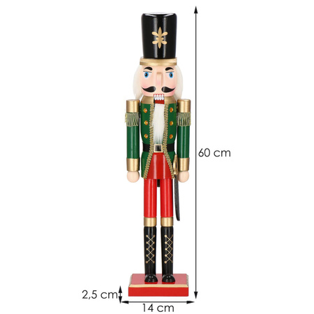Dziadek do orzechów 60 cm drewniany żołnierzyk multikolor, figurka świąteczna