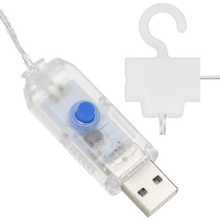 Kurtyna świetlna 110 led girlanda, lampki bombki z figurkami biały ciepły na USB