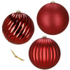 Duże bombki choinkowe 3 szt. ozdoby świąteczne 20,5 cm brokat czerwone