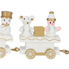 Drewniana ciuchcia, pociąg z wagonikami, ozdoba na święta, aranżacja wnętrz biało-złota