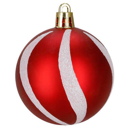 Bombki choinkowe 40 szt. okrągłe, lizaki, szyszki, laski cukrowe nietłukące ozdoby czerwone