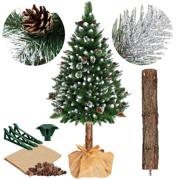 Choinka na pniu 220 cm sztuczna sosna diamentowa