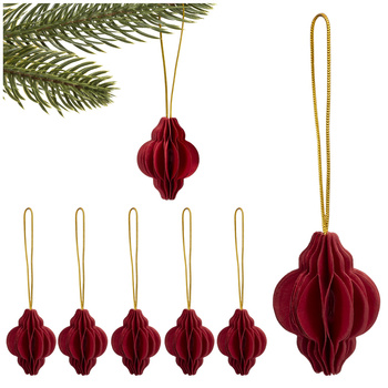 Bombki z papieru 6 szt. ozdoby choinkowe zawieszki świąteczne 4 cm rozkładane bordowe