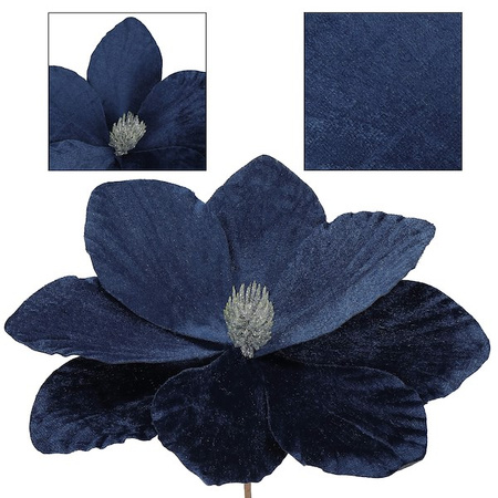 Magnolia sztuczny kwiat gałązka granatowy