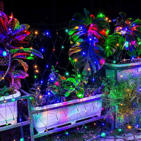 Kurtyna świetlna multikolor 144 Led lampki wewnętrzno-zewnętrzne siatka z programatorem