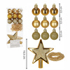 Bombki choinkowe złote 11 szt. zestaw gwiazda, łańcuch koraliki, bombki brokatowe