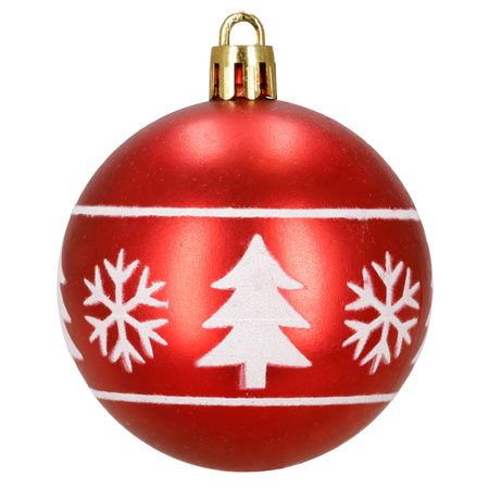 Czerwone bombki choinkowe 7 cm 12 szt. zestaw ozdoby świąteczne zdobione