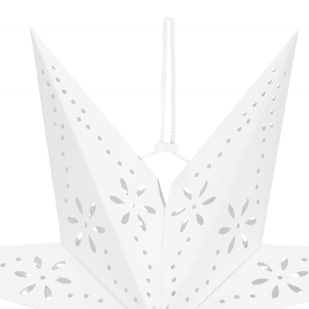 Gwiazda świąteczna papierowa biała i lampki choinkowe led ciepły biały