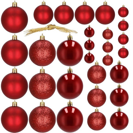 Bombki choinkowe 30 szt. ozdoby świąteczne czerwony