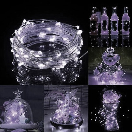 Lampki choinkowe biały zimny 30 Led druciki mikro na baterie