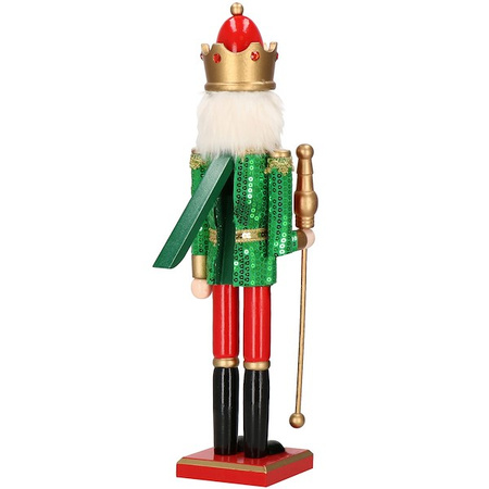 Dziadek do orzechów 50 cm drewniany żołnierzyk z cekinami, figurka świąteczna