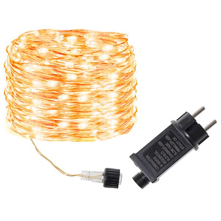 Lampki choinkowe zewnętrzne 200 LED na prąd białe ciepłe