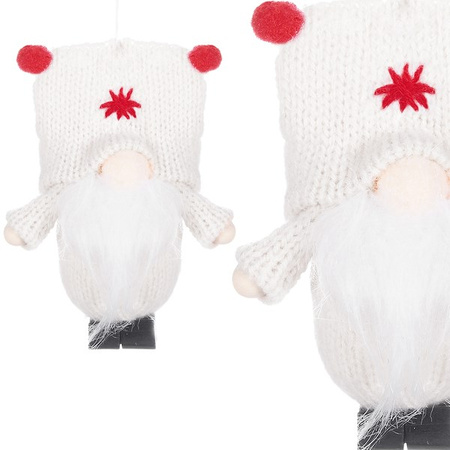 Skrzat 8cm ozdoba świąteczna, krasnal świąteczny, gnom kolorom biały