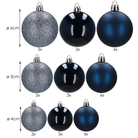 Bombki choinkowe 30 szt. ozdoby świąteczne granatowy
