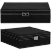 Kuferek, szkatułka na biżuterię 26x26x9 cm czarny, welurowy organizer z przegródkami