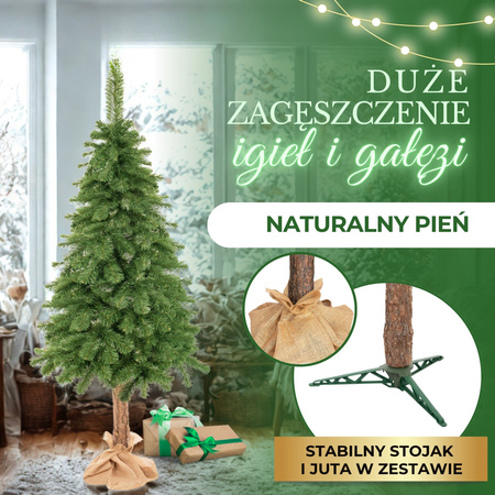 Choinka na pniu sztuczna 180 cm sosna jak żywa gęsta premium