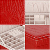 Kufer, szkatułka na biżuterię ekoskóra 26x26x8,5 cm czerwony z przegródkami