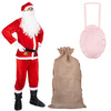 Strój Mikołaja 12 elementów z workiem i brzuchem, kostium czerwony