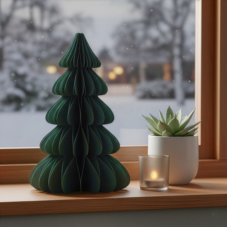 Papierowa choinka ozdoba 18 cm świąteczna dekoracja 3D z magnesem zielona