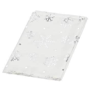 Bieżnik na stół świąteczny 183x35cm obrus świąteczny w śnieżynki biały