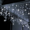 Kurtyna świetlna 14,5 m girlanda, lampki wewnętrzno-zewnętrzne 300 led sople zimny biały z flash