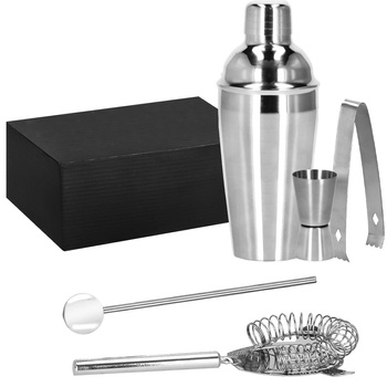 Zestaw barmański 5 elementów do drinków shaker 750 ml stal nierdzewna srebrny