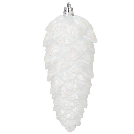 Zawieszki choinkowe szyszki 6 szt. ozdoby świąteczne 14 cm bombki biały brokat