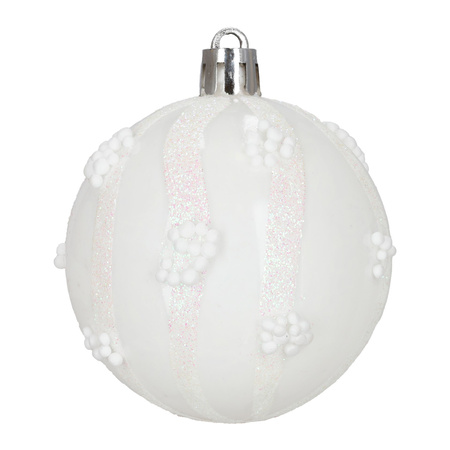 Bombki choinkowe 40 szt. komplet dekoracje świąteczne zawieszki nietłukące, białe