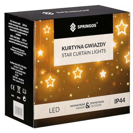 Kurtyna świetlna z pilotem 136 led girlanda gwiazdki, lampki wewnętrzno-zewnętrzne sople multikolor