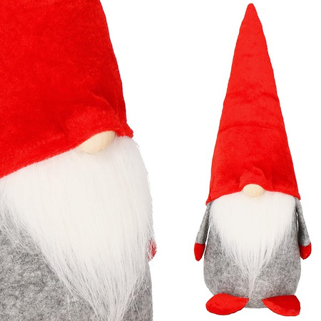 Skrzaty 3 szt. krasnal świąteczny, gnom welurowy czerwony