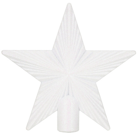 Szpic na choinkę gwiazda 21 cm czubek brokatowy ozdoba świąteczna biała
