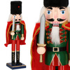 Dziadek do orzechów 38 cm z mieczem, drewniany żołnierzyk zielono-czerwony, figurka świąteczna